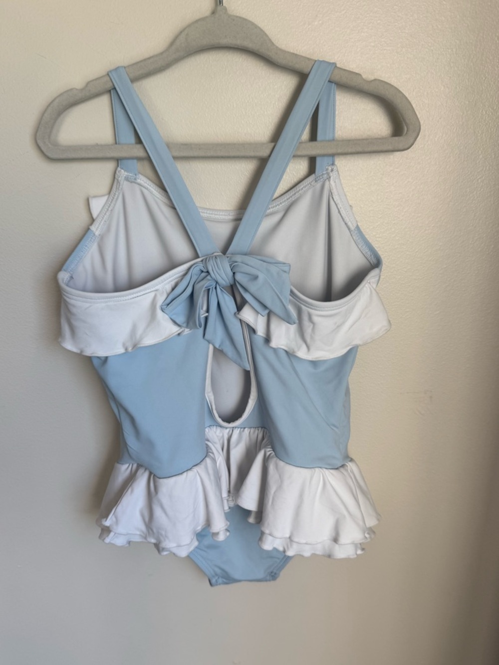 TBBC Girls Baby Blue / White Ruffle Swimsuit Size 4T - Picture 3 of 5
